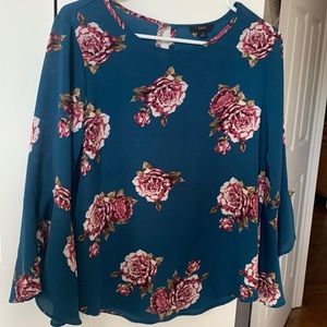 Blue floral blouse
